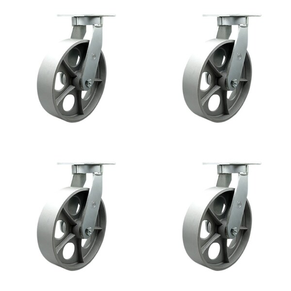 12'' Extra Heavy Duty Semi Steel Cast Iron Wheel Swivel Caster , 4PK